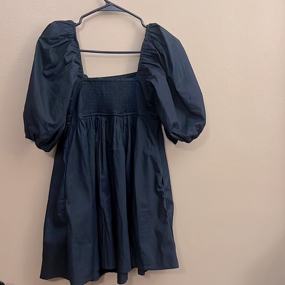 Abercrombie & Fitch Ruched Ruffle Puff Sleeve Mini Dress Black Size XSmall NWOT - Picture 3 of 8